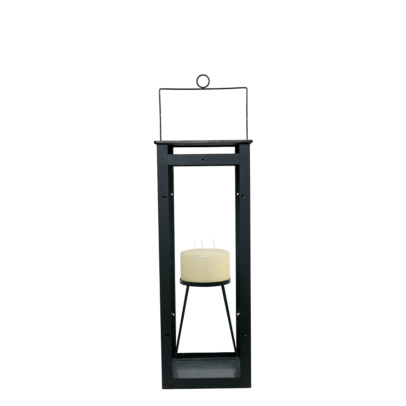 Lanterne 27 x 27 cm H 70 cm + bougie 3 mèches