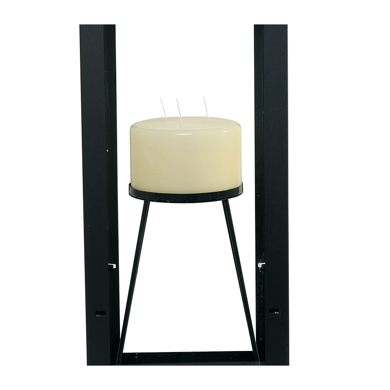 Lanterne 27 x 27 cm H 70 cm + bougie 3 mèches