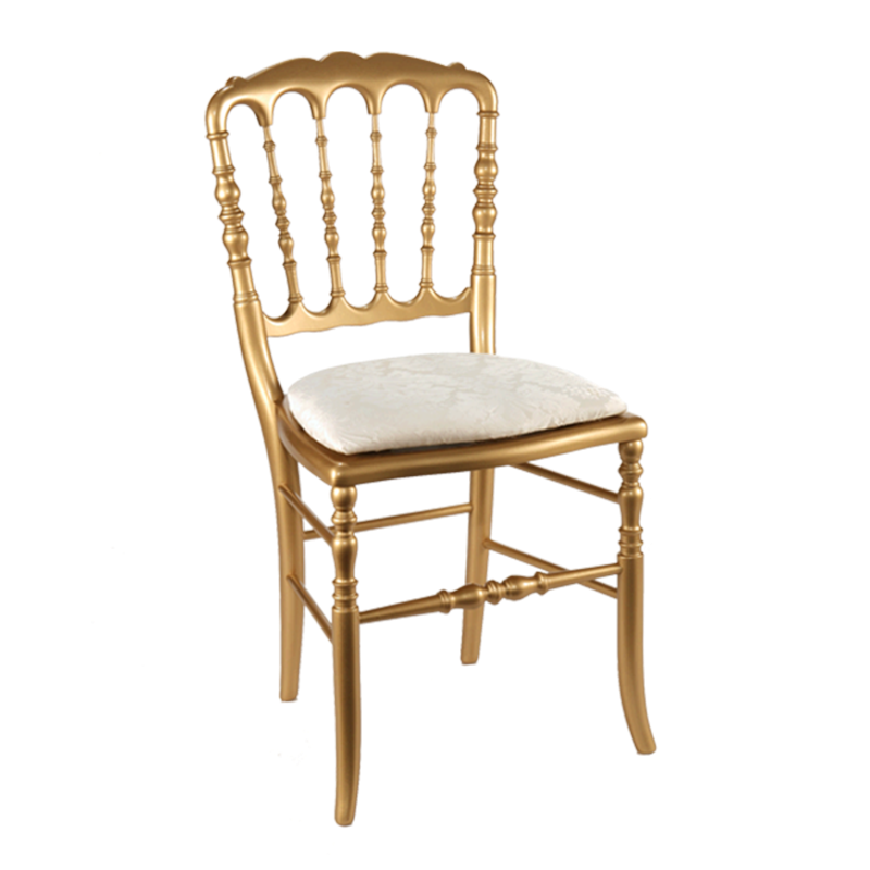 Chaise Napoléon III dorée fixe Gala blanc