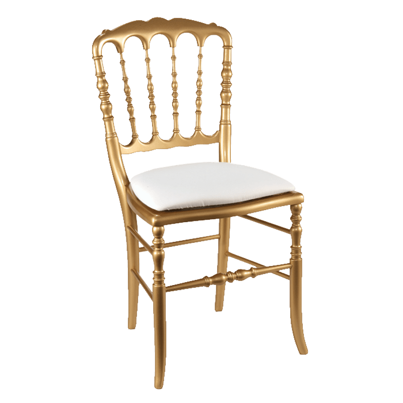 Chaise Napoléon III dorée fixe chintz blanc