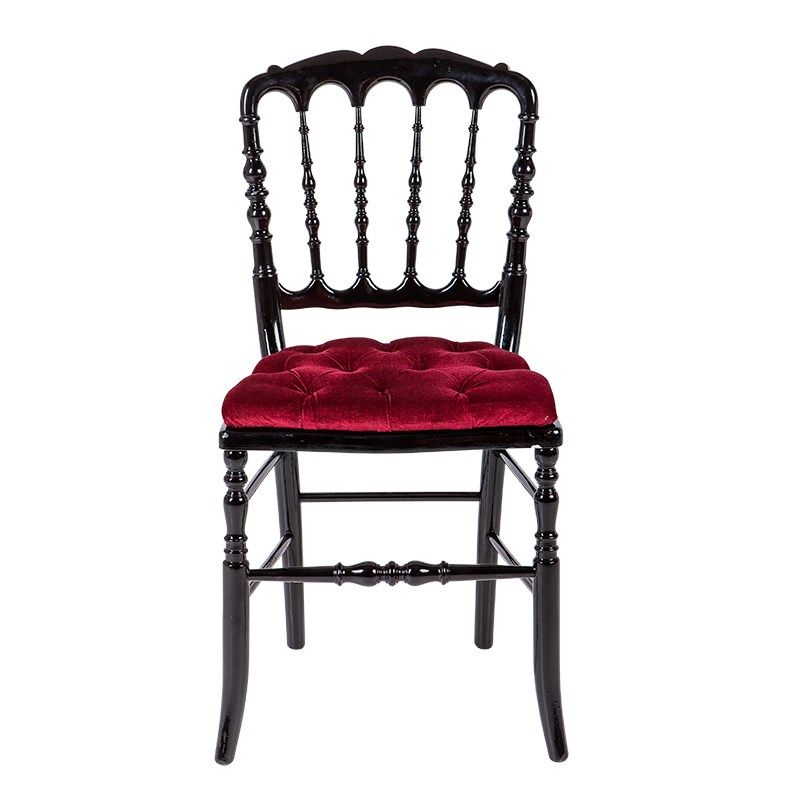 Chaise Napoléon III noire fixe velours rouge