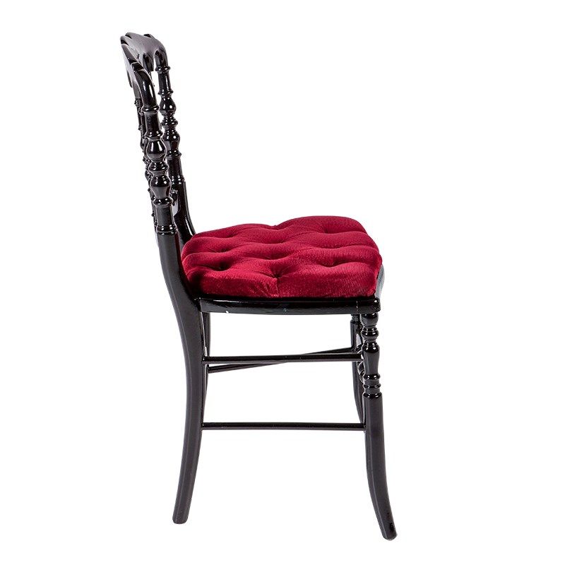 Chaise Napoléon III noire fixe velours rouge