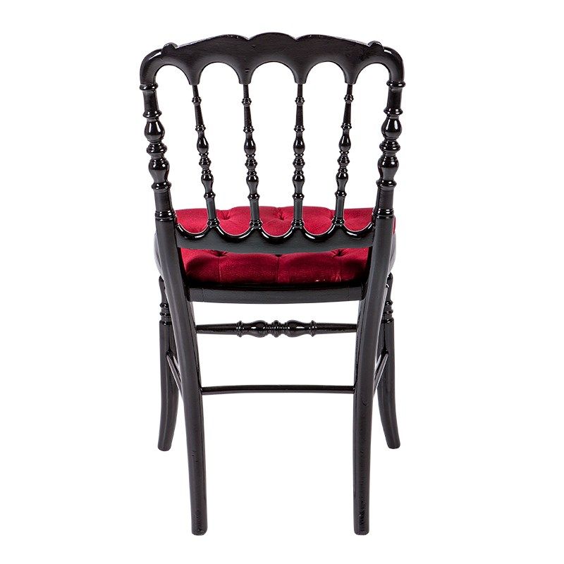 Chaise Napoléon III noire fixe velours rouge