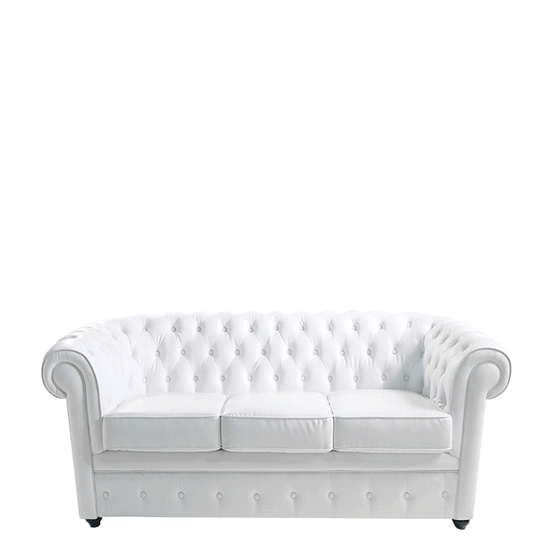 Canapé Chesterfield blanc 92 x 202 cm H 76 cm