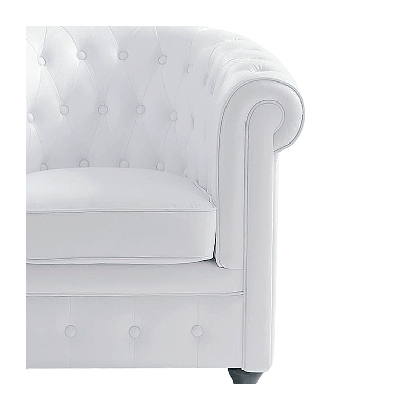 Fauteuil Chesterfield blanc l 82 P 75 H 75 cm