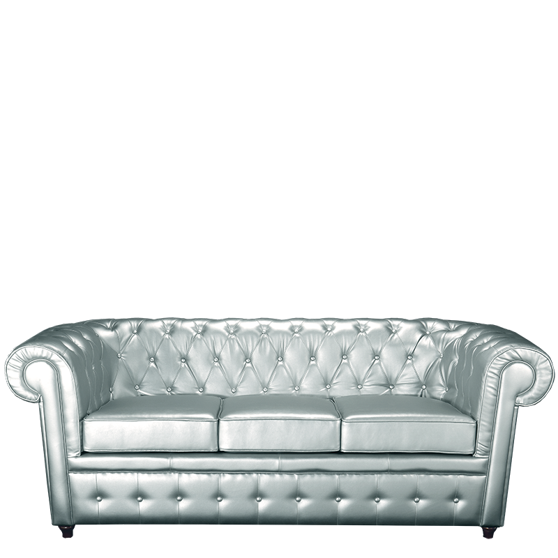 Canapé Chesterfield argent l 202 P 92 H 76 cm