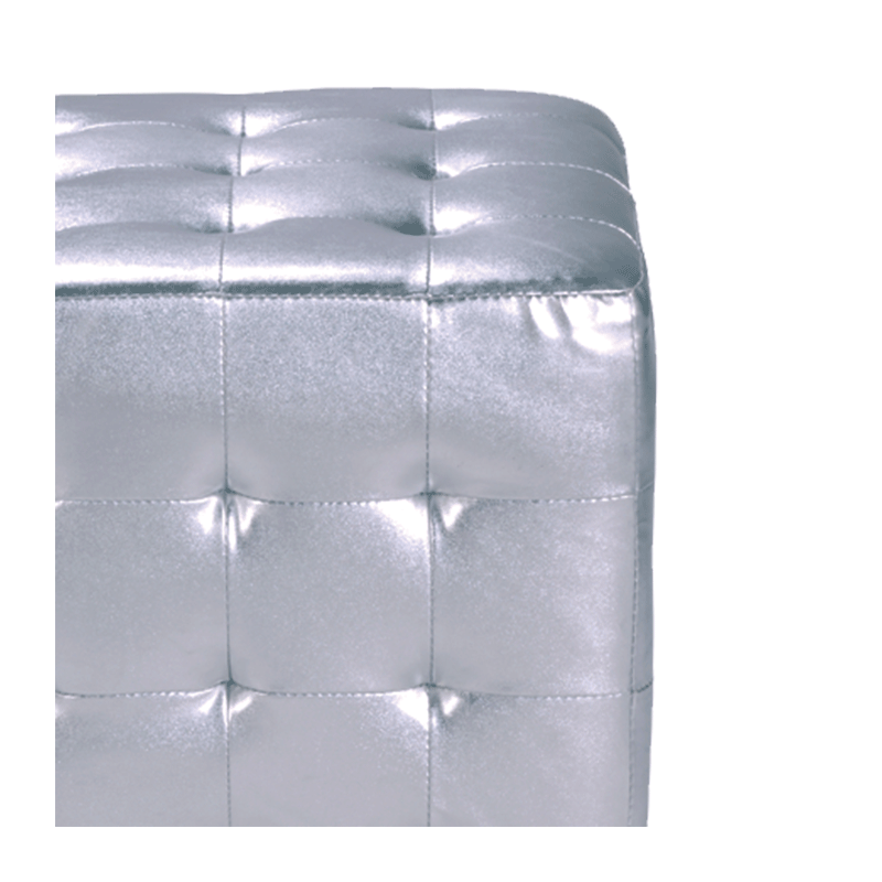 Pouf Chesterfield argent 44 x 44 cm H 42 cm