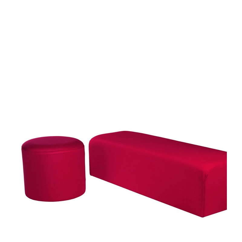 Pouf rond houssé rouge Ø 50 cm H 45 cm