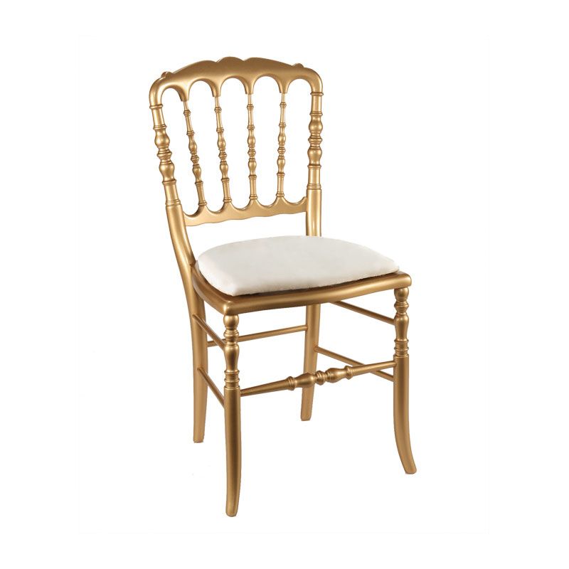 Chaise Napol&eacute;on III dor&eacute;e fixe chintz beige