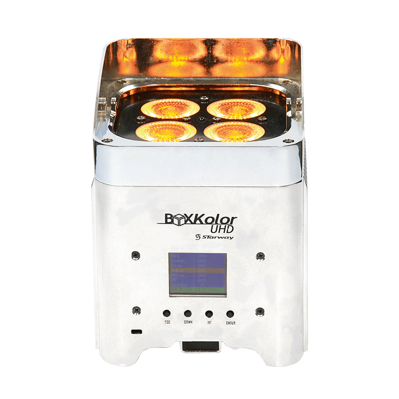 Boite chromée autonome avec programmateur de couleurs