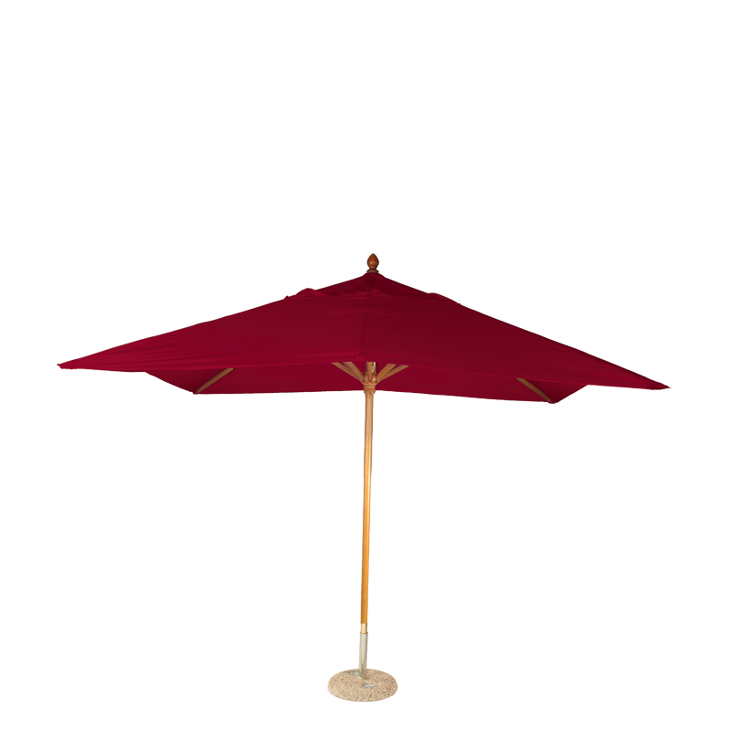 Parasol Louisiane rouge vif 300 x 300 cm + socle granit Ø 50 cm