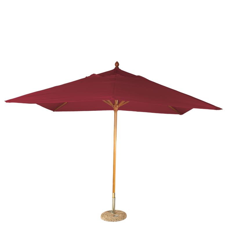 Parasol Louisiane rouge vif 300 x 300 cm + socle granit Ø 50 cm