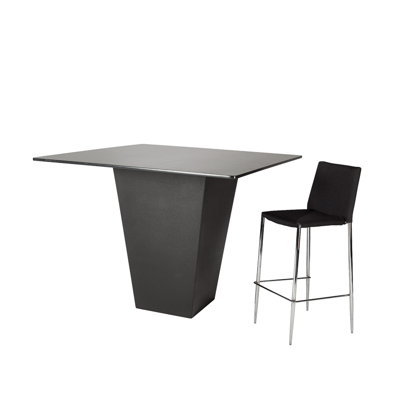Table haute H 112 cm Cône noir plateau noir 140 x 140 cm