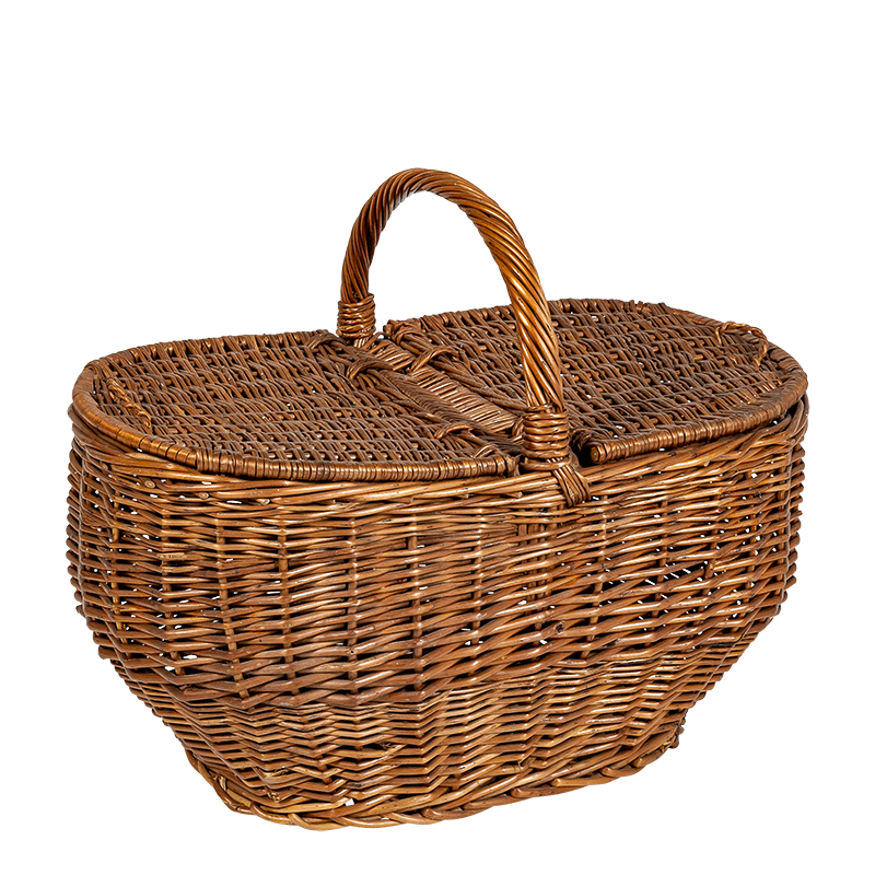 Panier de Pique-nique Vintage en osier 50 x 28 cm H 43 cm