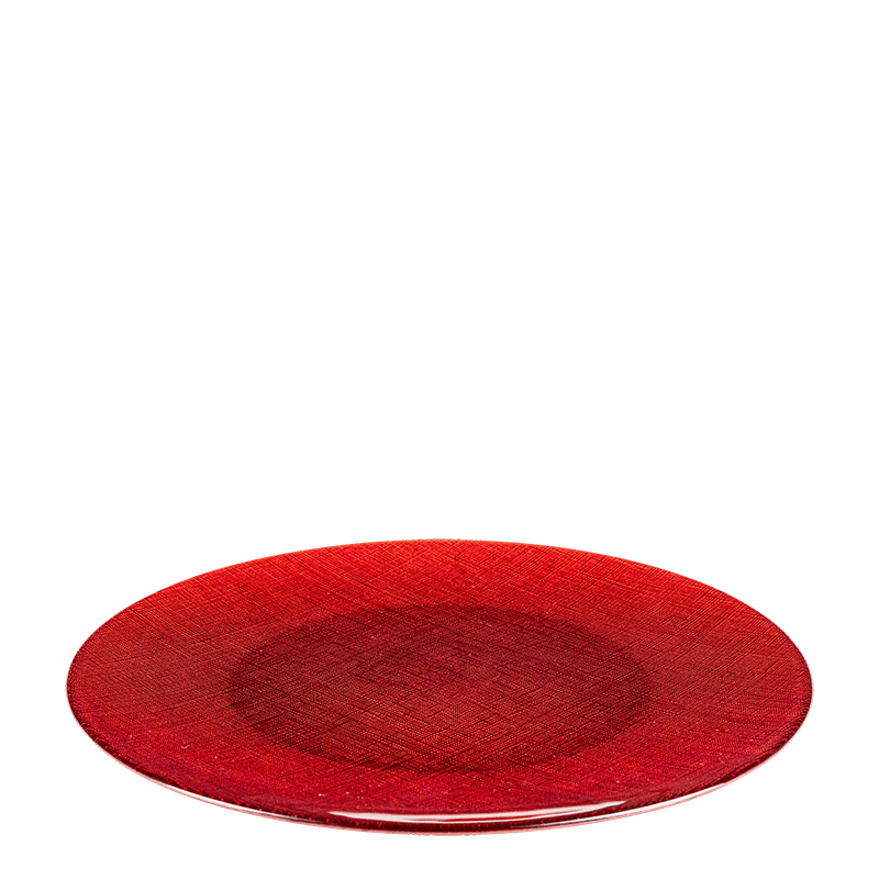 Assiette de présentation rouge en verre Ø 32 cm