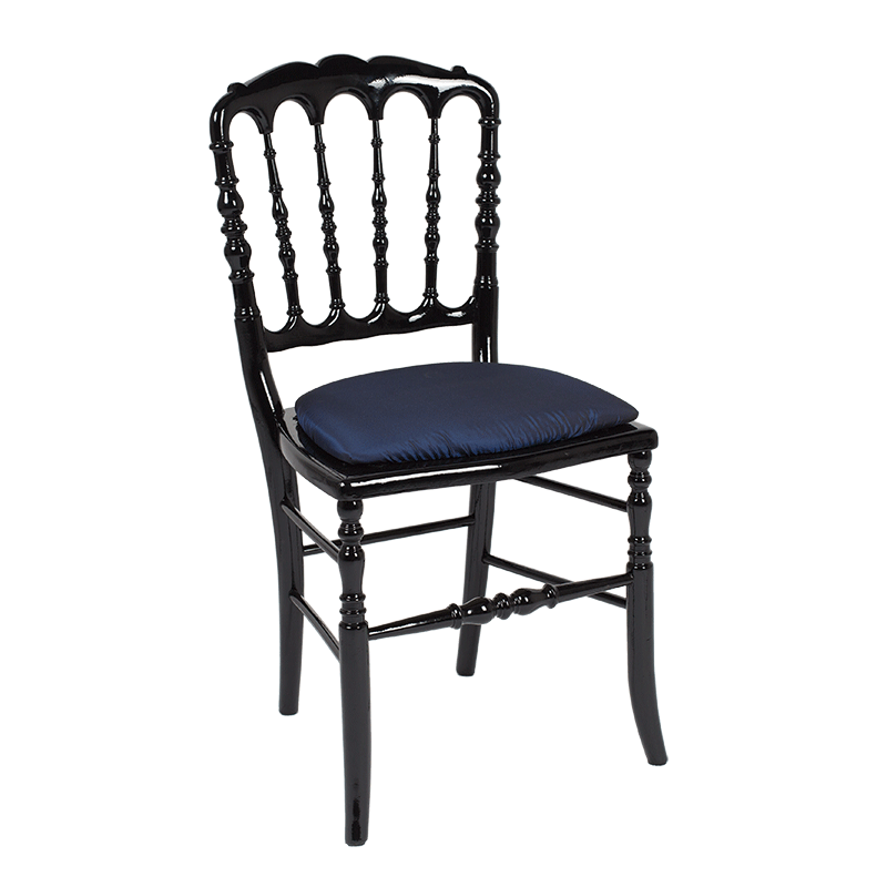 Chaise Napoléon III noire fixe Toscane bleu nuit