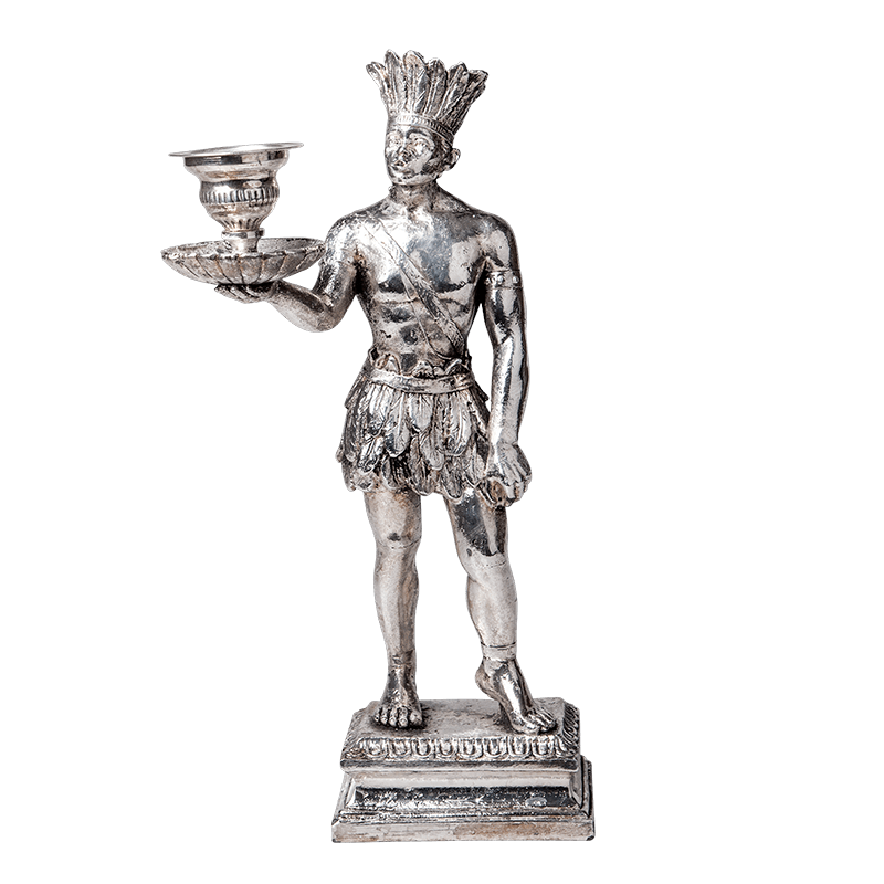 Bougeoir Les Amériques argent H 31 cm - L 11,5 cm - P 12 cm