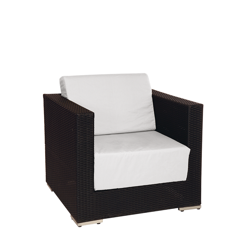 Fauteuil Lounge tressé gris 80 x 80 cm H 67 cm