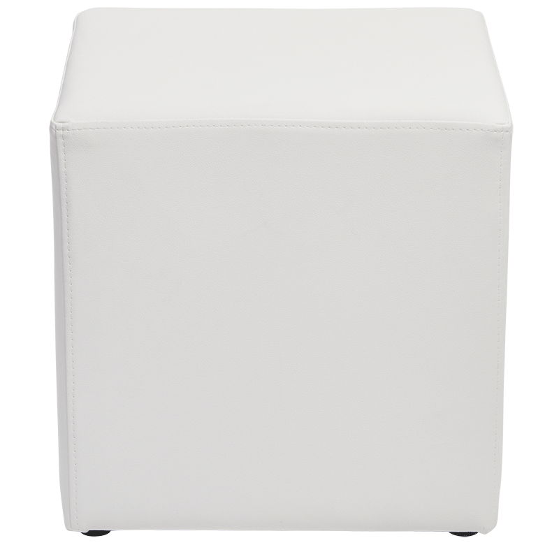 Pouf carré vinyle blanc 40 x 40 H 40 cm