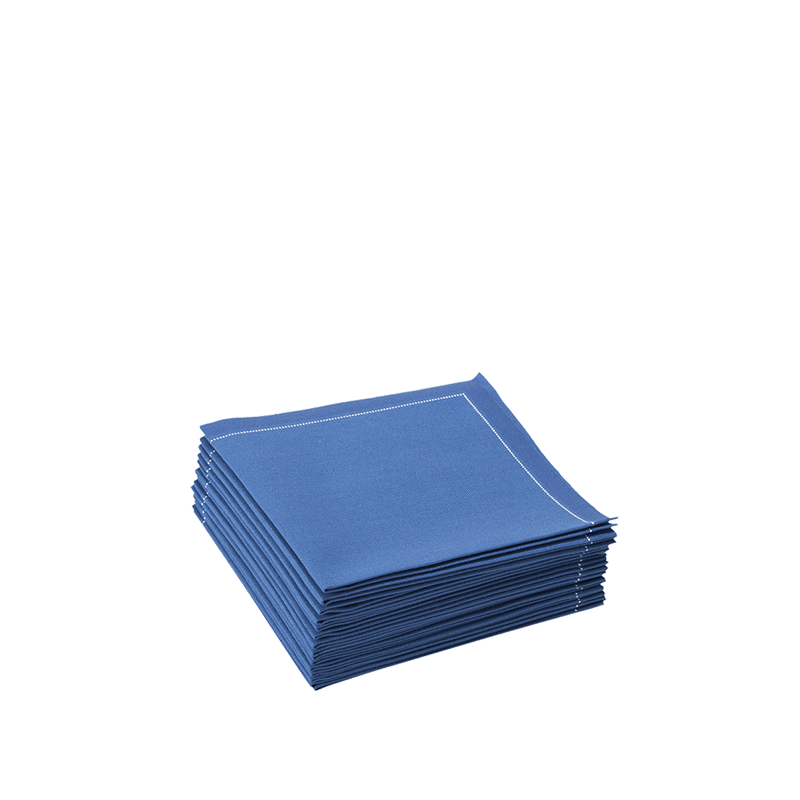 Serviettes cocktail tissu bleu classique 20 x 20 cm (par 30)