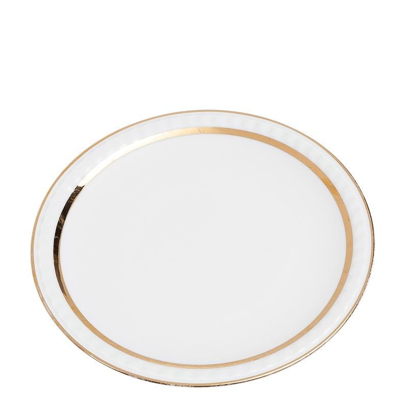 Grande assiette Vintage blanche et dorée Ø 23-25 cm