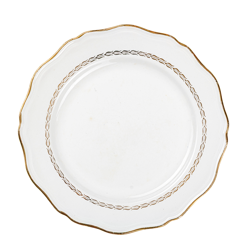 Grande assiette Vintage blanche et dorée Ø 23-25 cm