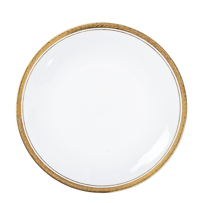 Grande assiette Vintage blanche et dorée Ø 23-25 cm