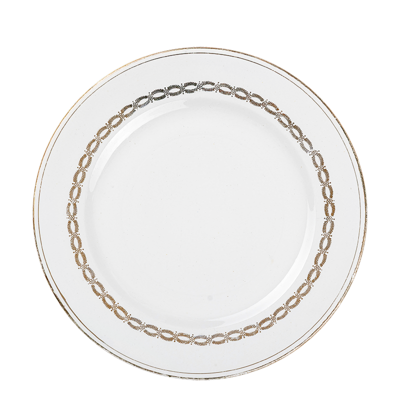 Grande assiette Vintage blanche et dorée Ø 23-25 cm