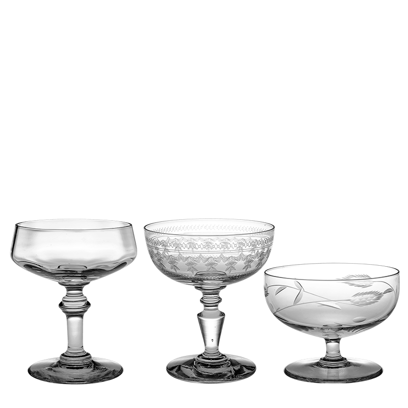 Coupe à champagne Vintage style cristal Ø9-11 cm H7-15 cm 10-17cl