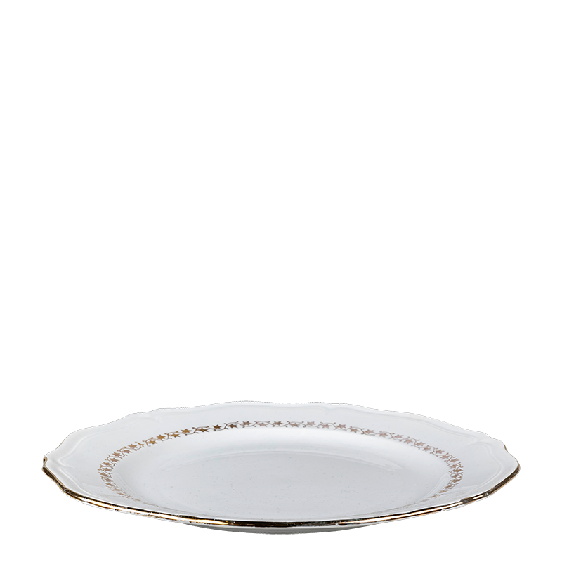 Plat Rond Vintage blanc et doré