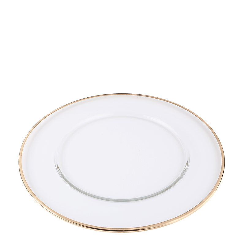 Assiette de présentation en verre Beverly filet or Ø 32 cm