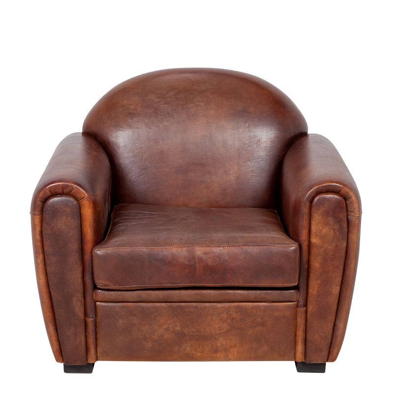 Location Fauteuil Club cuir marron 100 x 83 cm H 97 cm - Options