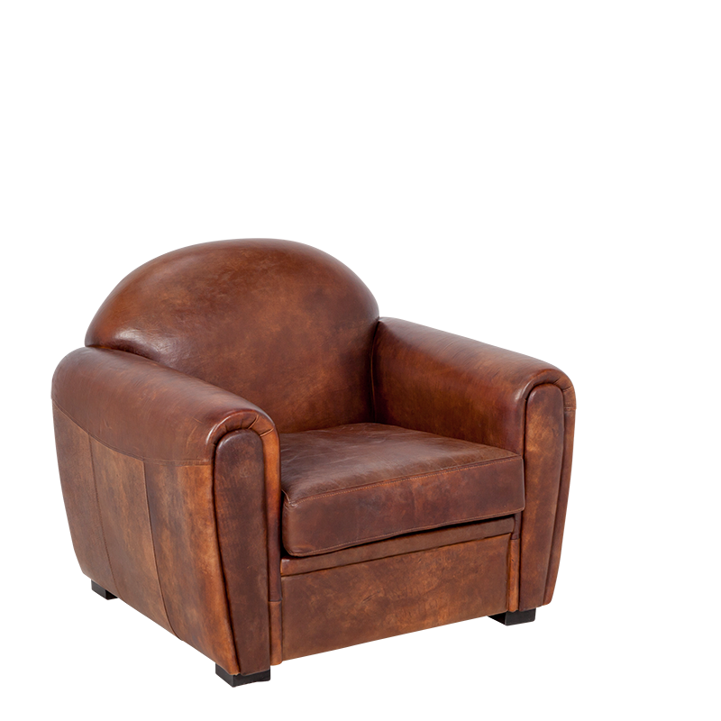 Fauteuil Club cuir marron 83 x 100 cm H 97 cm