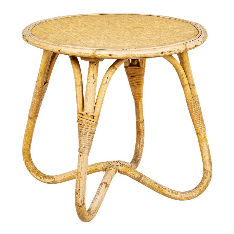 Table basse en rotin vintage
