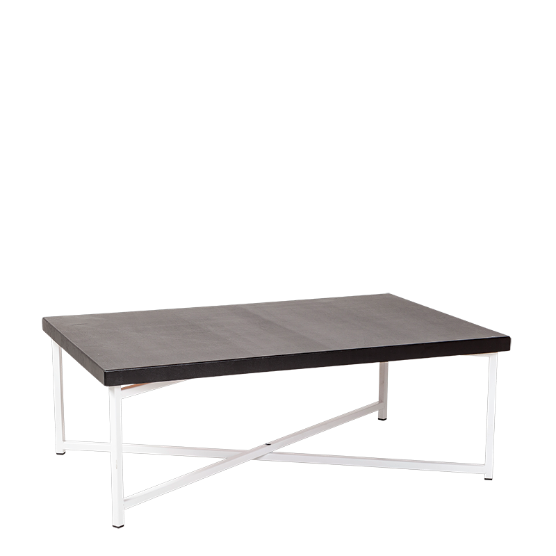 Table basse croisée blanche plateau noir 64 x 101 cm H 35 cm