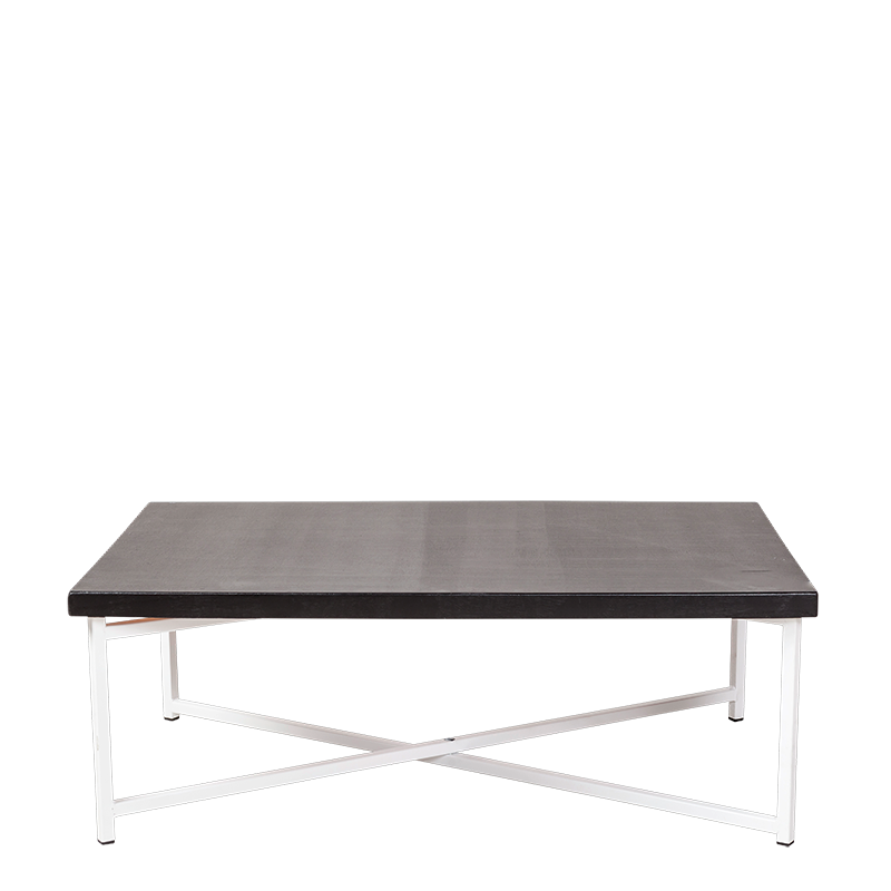 Table basse croisée blanche plateau noir 64 x 101 cm H 35 cm