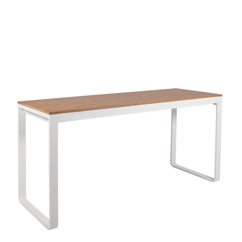 Table haute blanche plateau nature 80 x 230 cm H 110 cm