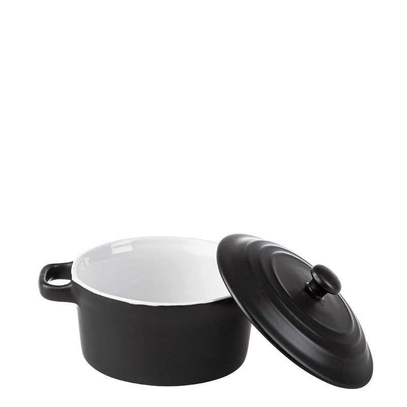 Cocotte individuelle noire mat avec couvercle Ø 10 cm 25 cl