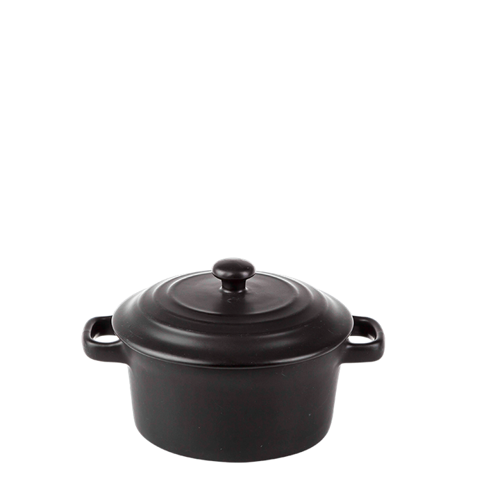 Cocotte individuelle noire mat avec couvercle Ø 10 cm 25 cl