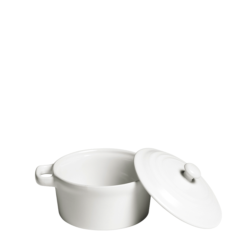 Location Cocotte individuelle blanche avec couvercle Ø 10 cm 25 cl