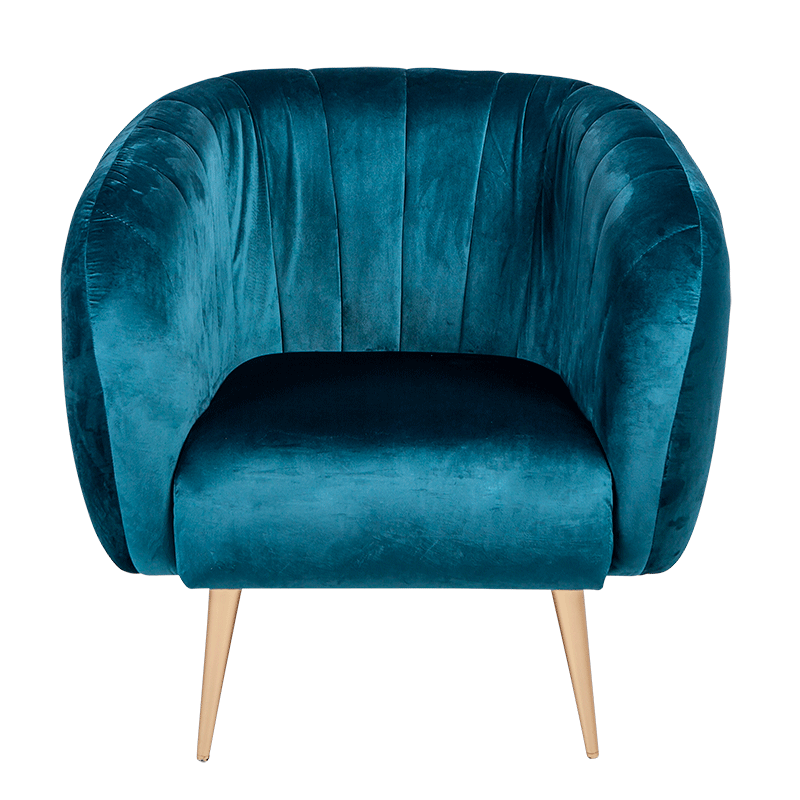 Fauteuil Juliette bleu vert 78 x 84 cm H 85 cm