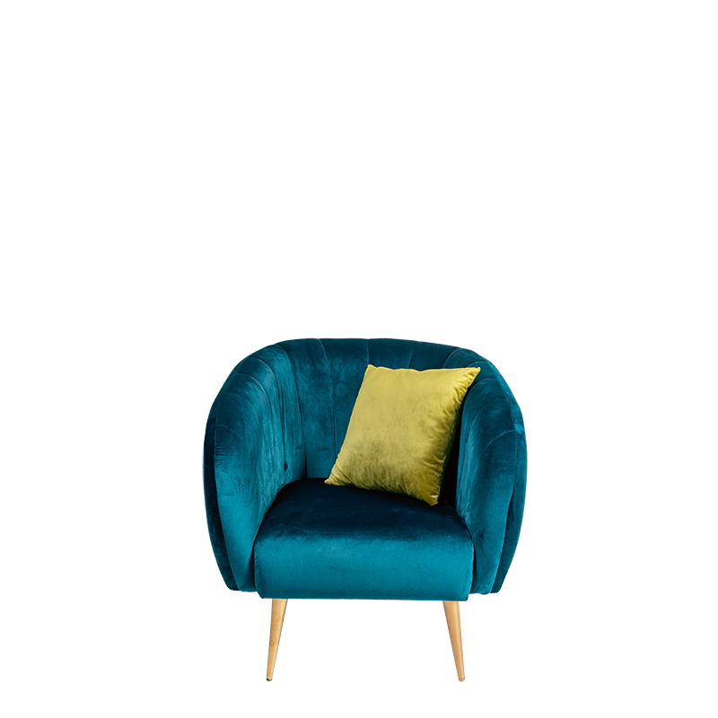 Fauteuil Juliette bleu vert 78 x 84 cm H 85 cm