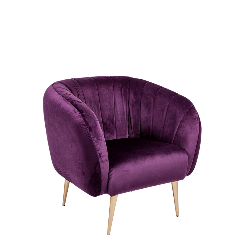 Fauteuil Juliette aubergine P 78 x L 84 cm H 85 cm