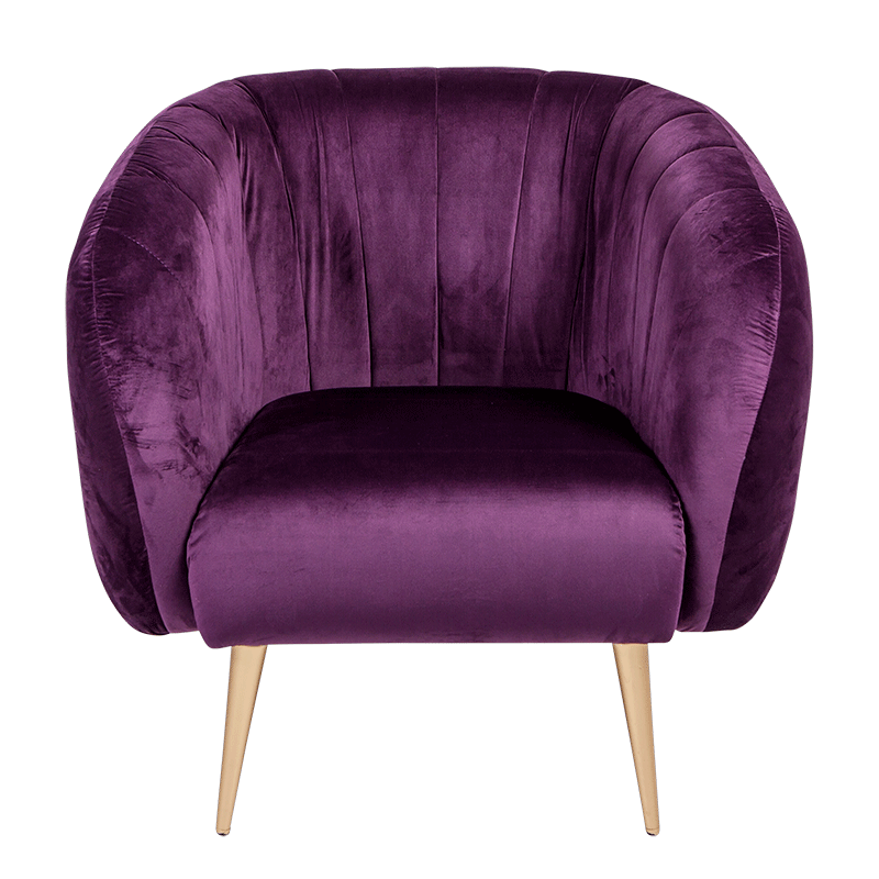 Fauteuil Juliette aubergine 78 x 84 cm H 85 cm