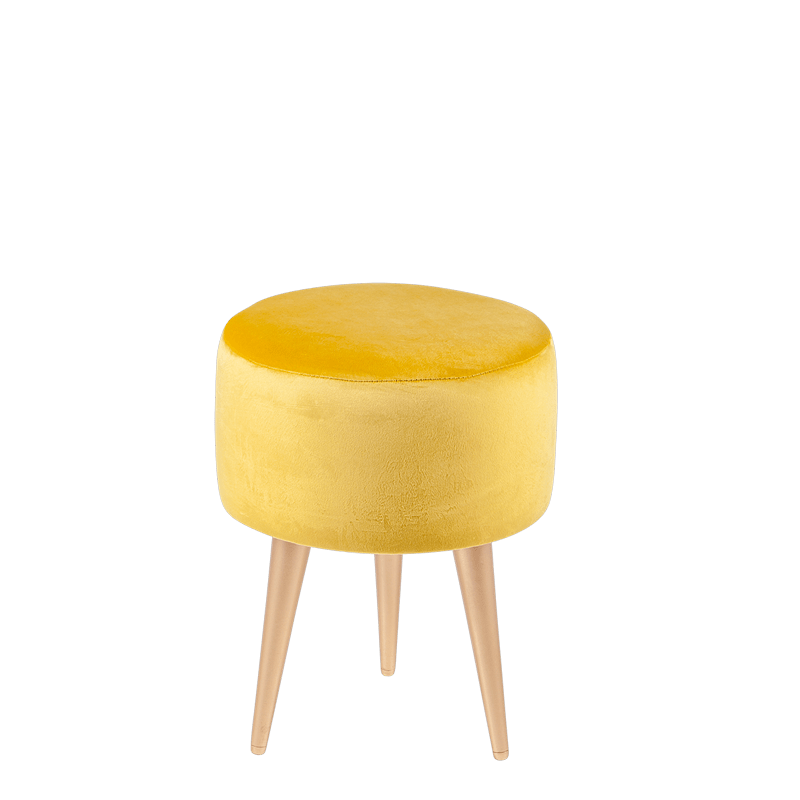 Pouf Juliette velours jaune moutarde Ø 35 cm H 44 cm