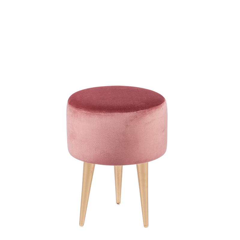 Pouf Juliette velours vieux rose Ø 35 cm H 44 cm