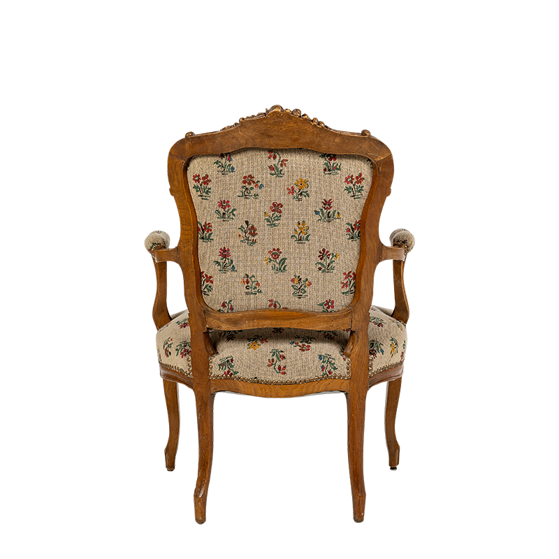 Fauteuil bohème motifs floraux vintage