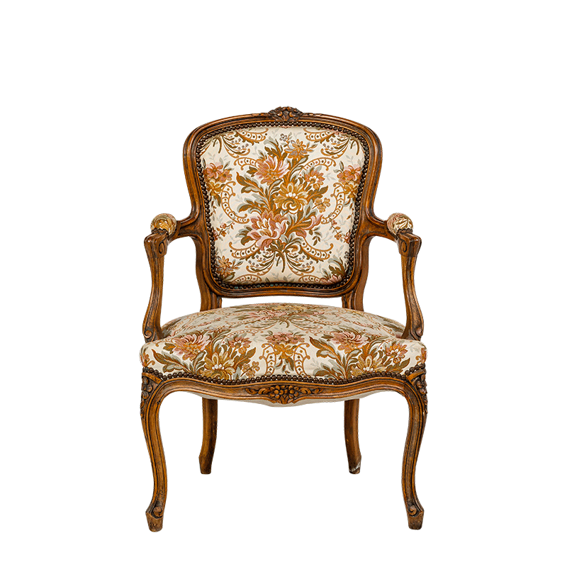 Fauteuil bohème motifs floraux vintage