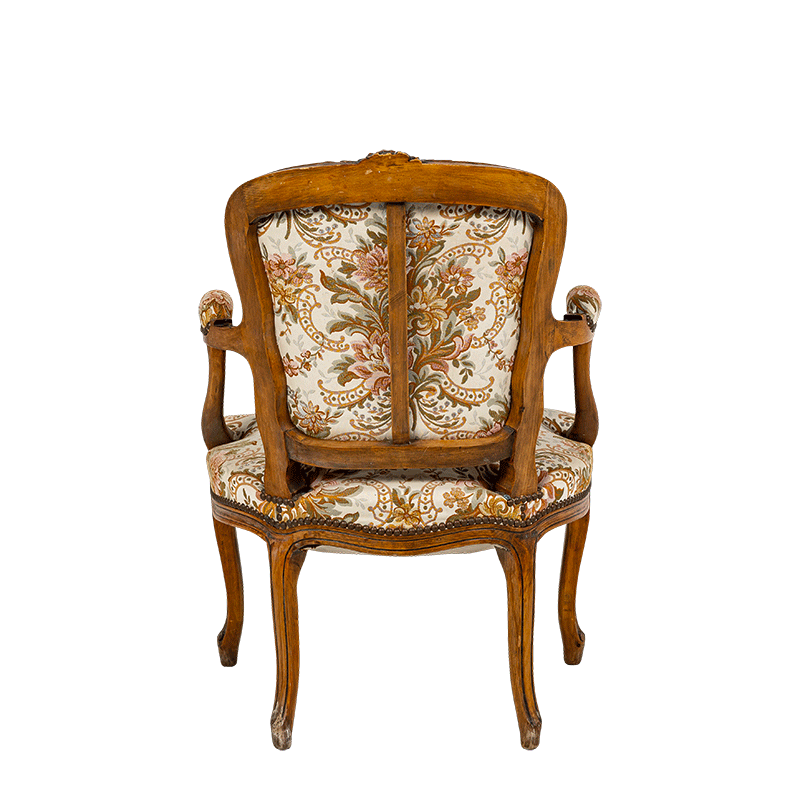 Fauteuil bohème motifs floraux vintage