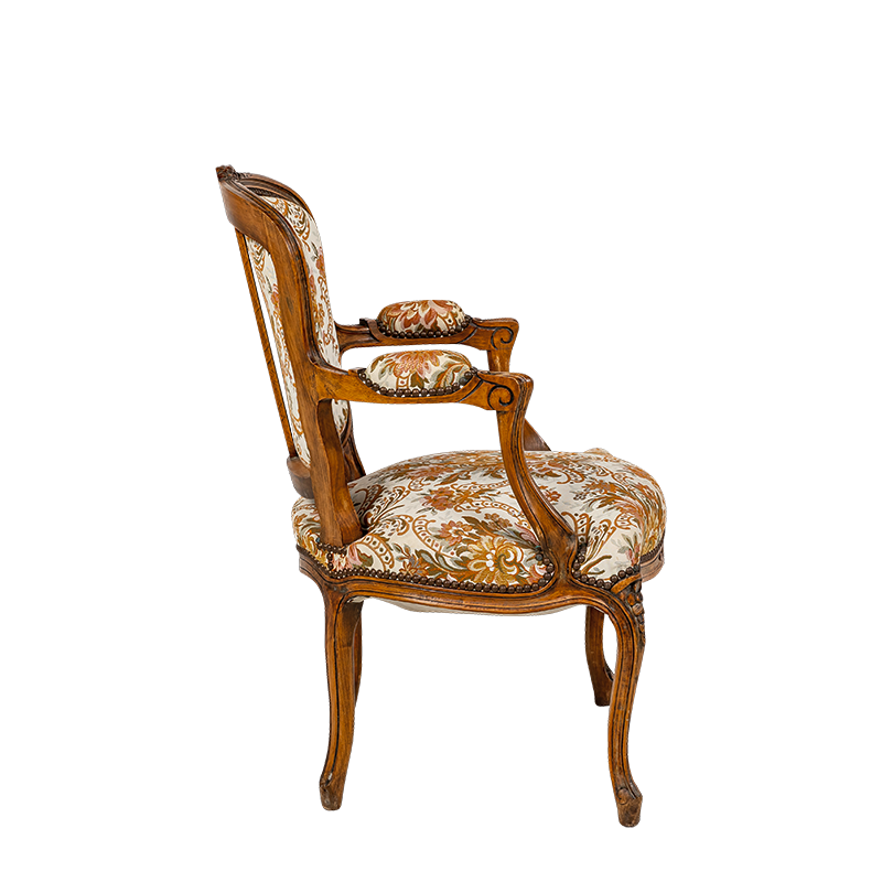 Fauteuil bohème motifs floraux vintage